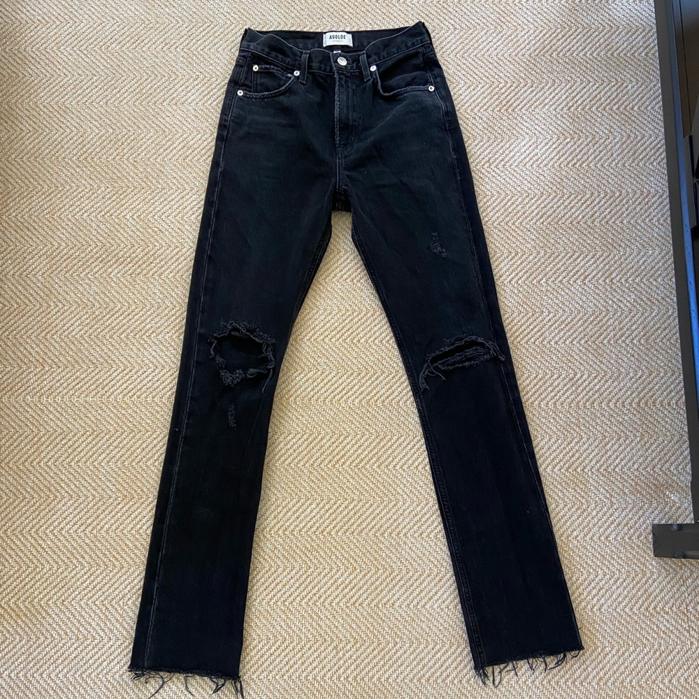 AGOLDE Cherie high rise straight in distortion in black